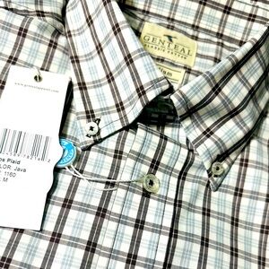 Genteal Performance TaosPlaid  Button Down Color Java Medium SKU 1160